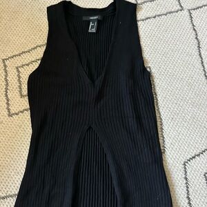 Forever 21 Ribbed V-Neck Tank with Front Cutout